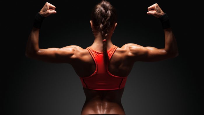 Woman with a muscular back 