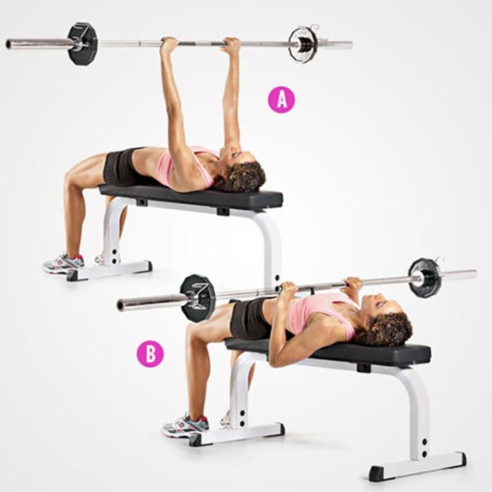 close grip bench press as part of a triceps workout for women