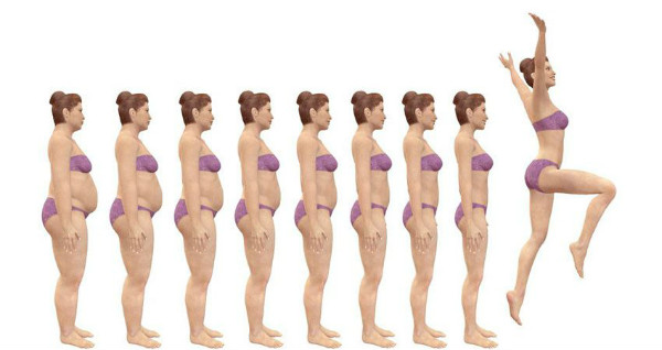 woman losing weight evolution 
