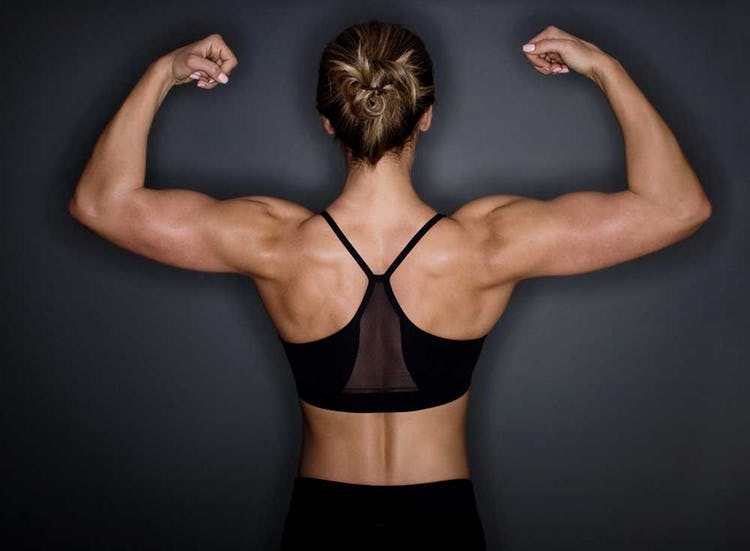 woman with muscular toned back